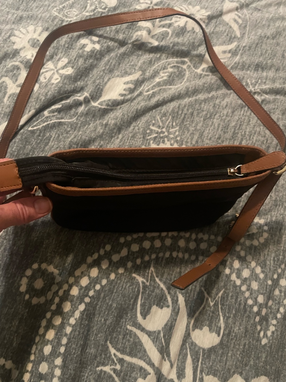 Michael Kors Black Crossbody with Brown Trim and Gold Hardware - Picture 7 of 9